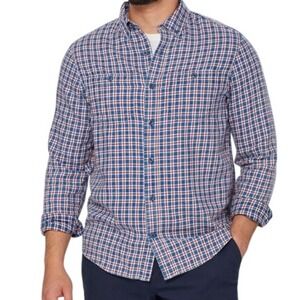 Duluth Trading Company Mens XL Tall Indigo Twill Standard Fit Long Sleeve Shirt